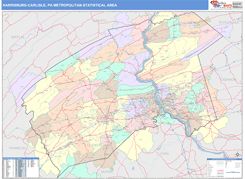 Harrisburg-Carlisle Metro Area Digital Map Color Cast Style